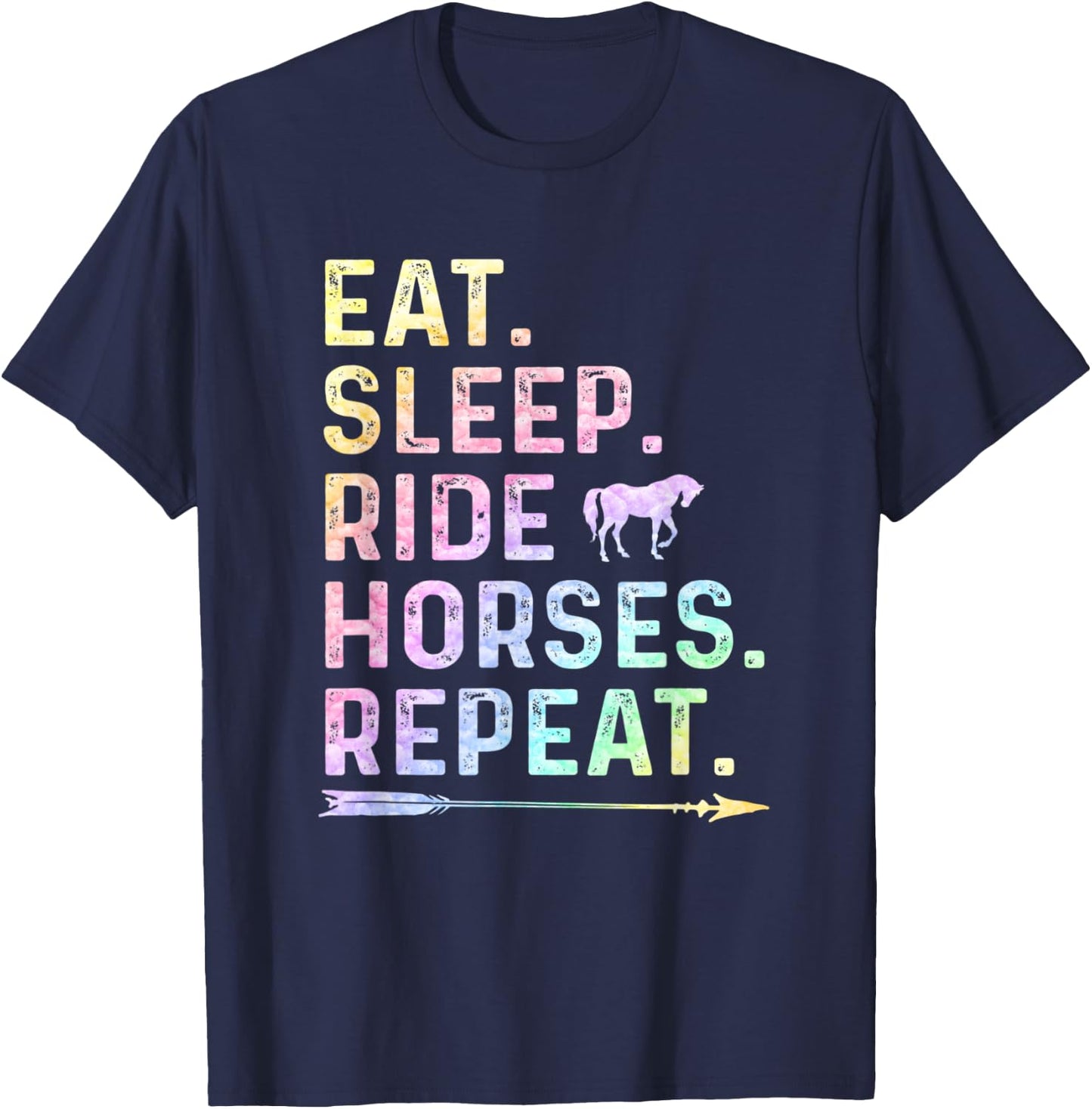 Horse Girl Eat Sleep Ride Horses Repeat Horseback Riding T-Shirt - T-Shirt | Navy