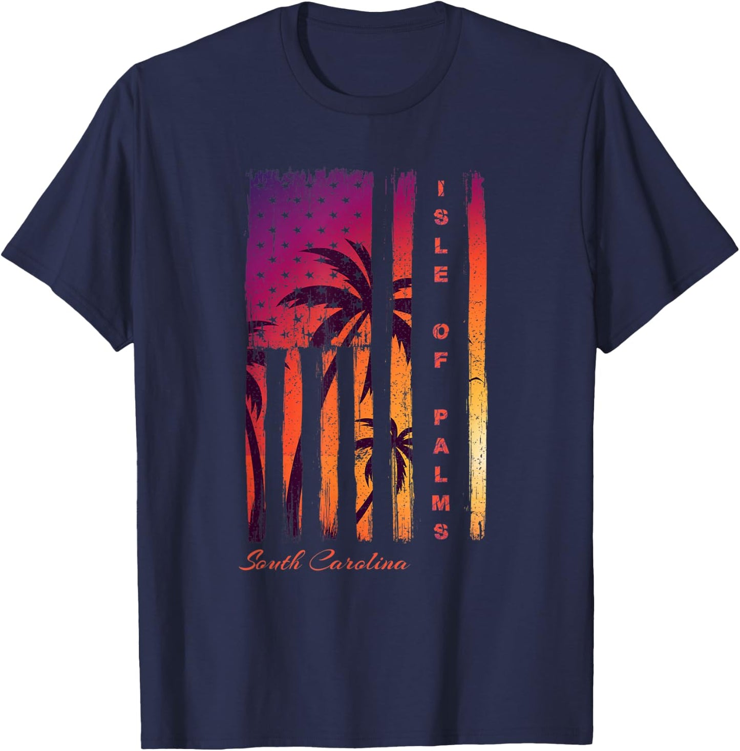 Isle of Palms South Carolina Distressed Retro USA Flag IOP Kids Men T-Shirt - T-Shirt | Navy
