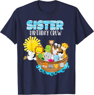 Noah's Ark Birthday Party Sister Birthday Crew Toddler Bday T-Shirt - T-Shirt | Navy