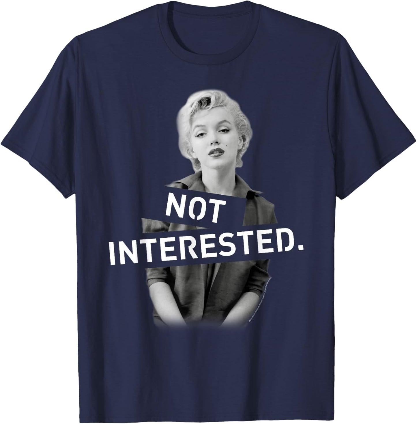 Marilyn Monroe : Black, Women's, Small, Short Sleeve, Classic Fit, Graphic Artwork: OMMS-0078 T-Shirt - T-Shirt | Navy