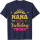 Nana Of The Birthday Twins Girl Princess Party Family T-Shirt - T-Shirt | Navy