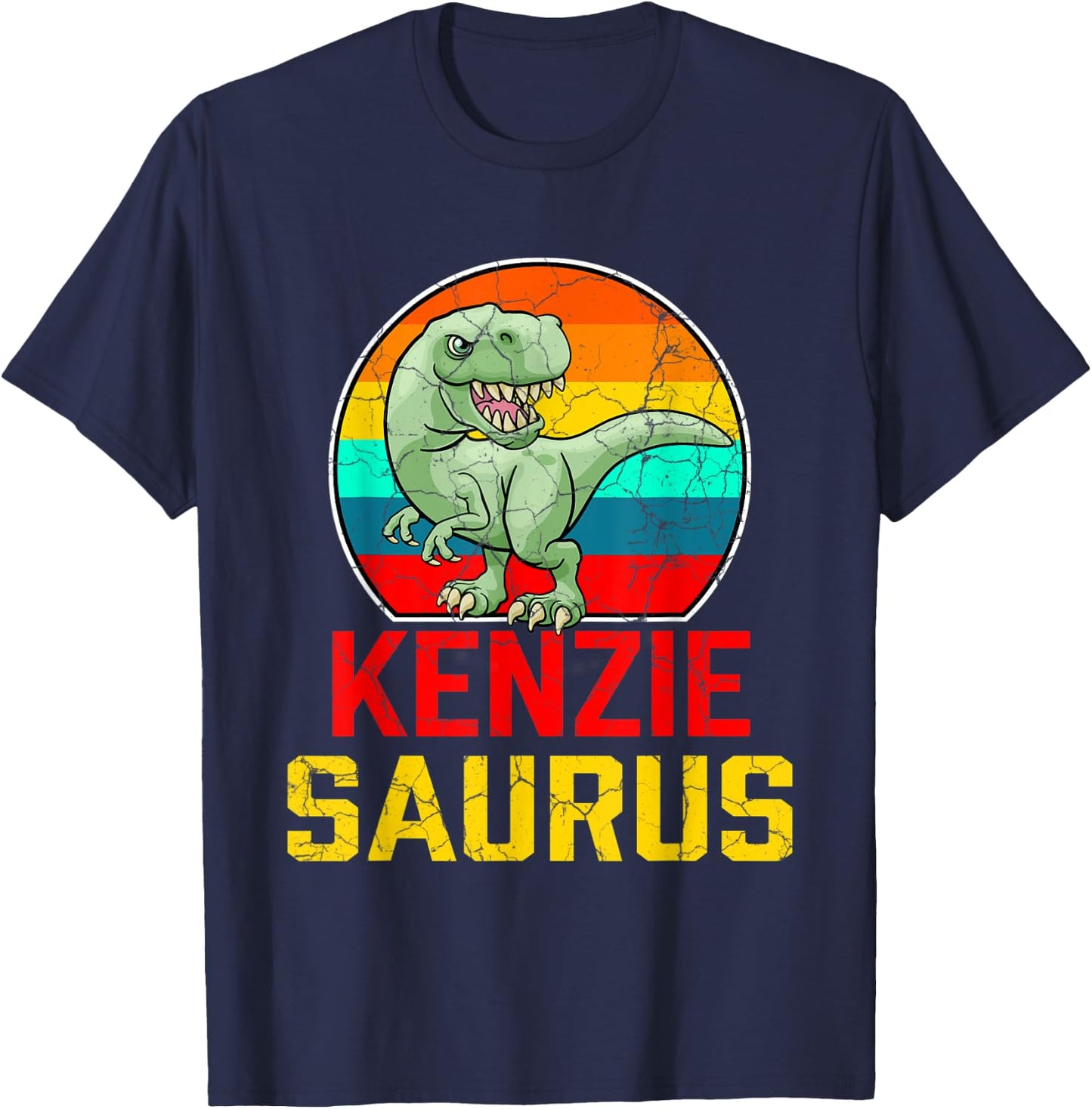Kenzie Saurus Family Reunion Last Name Team Funny Custom T-Shirt - T-Shirt | Navy