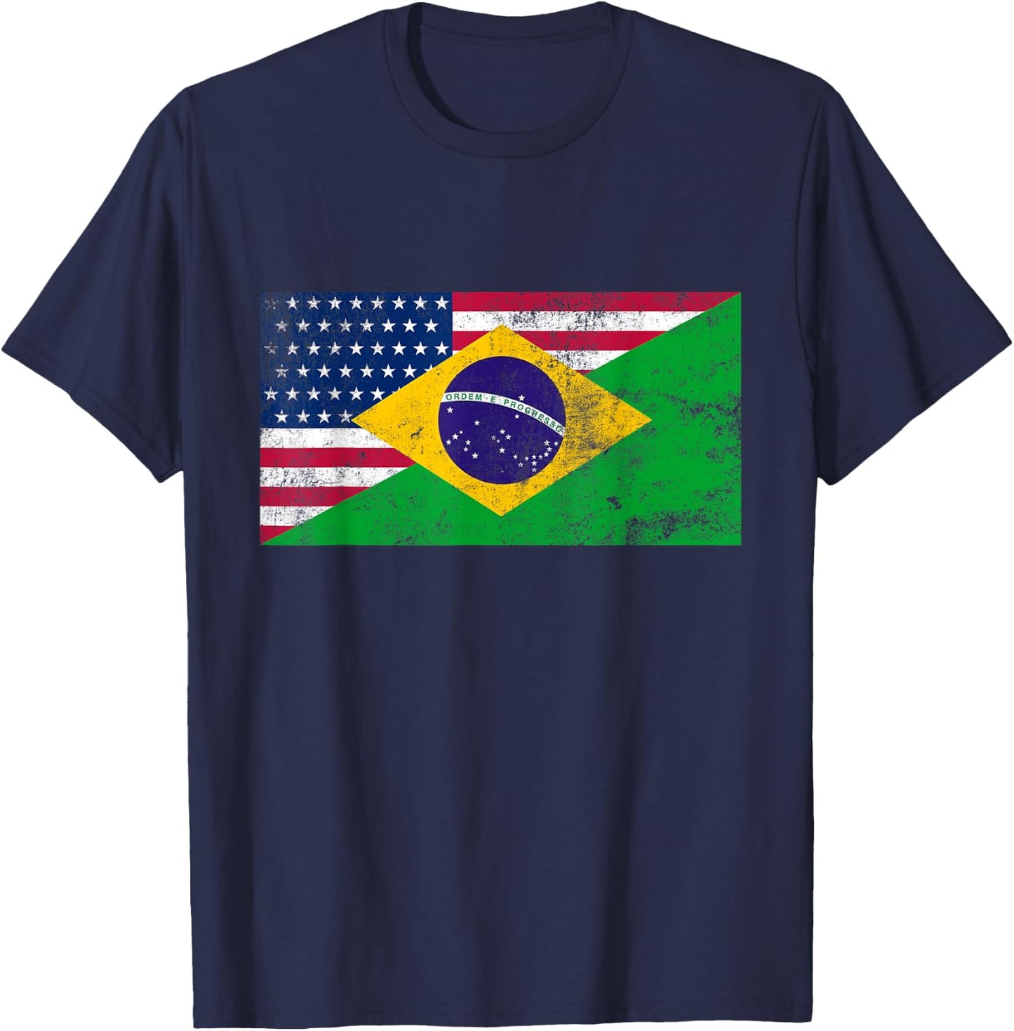 Brazil Shirt Brasil Soccer USA America Flag Jersey Men Women T-Shirt - T-Shirt | Navy