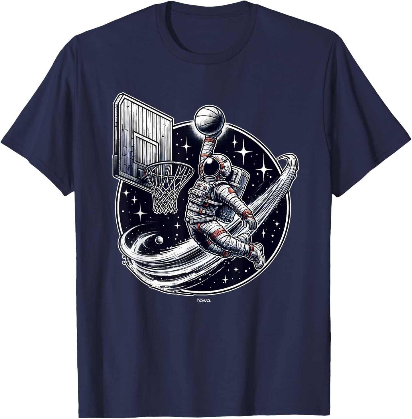 Space Basketball - Astronaut Slam Dunk and Stars T-Shirt - T-Shirt | Navy