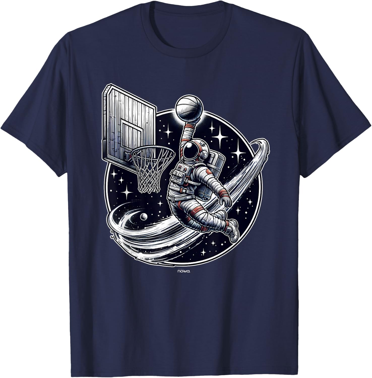Space Basketball - Astronaut Slam Dunk and Stars T-Shirt - T-Shirt | Navy
