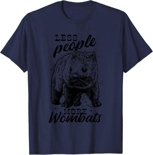 Less People More Wombats Funny T-Shirt - T-Shirt | Navy