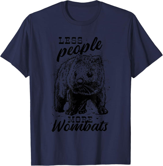 Less People More Wombats Funny T-Shirt - T-Shirt | Navy