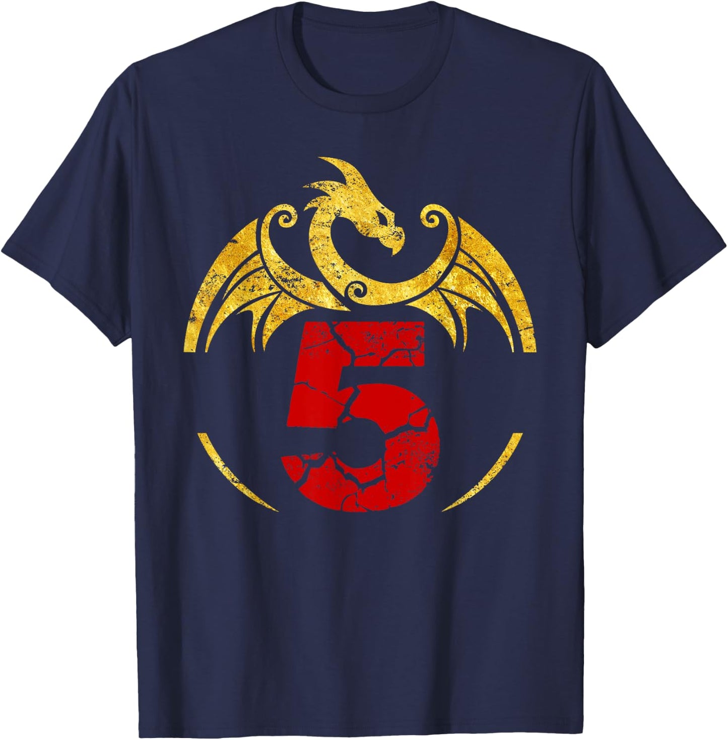 5th Birthday Gift Dragon Shirt T-Shirt - T-Shirt | Navy
