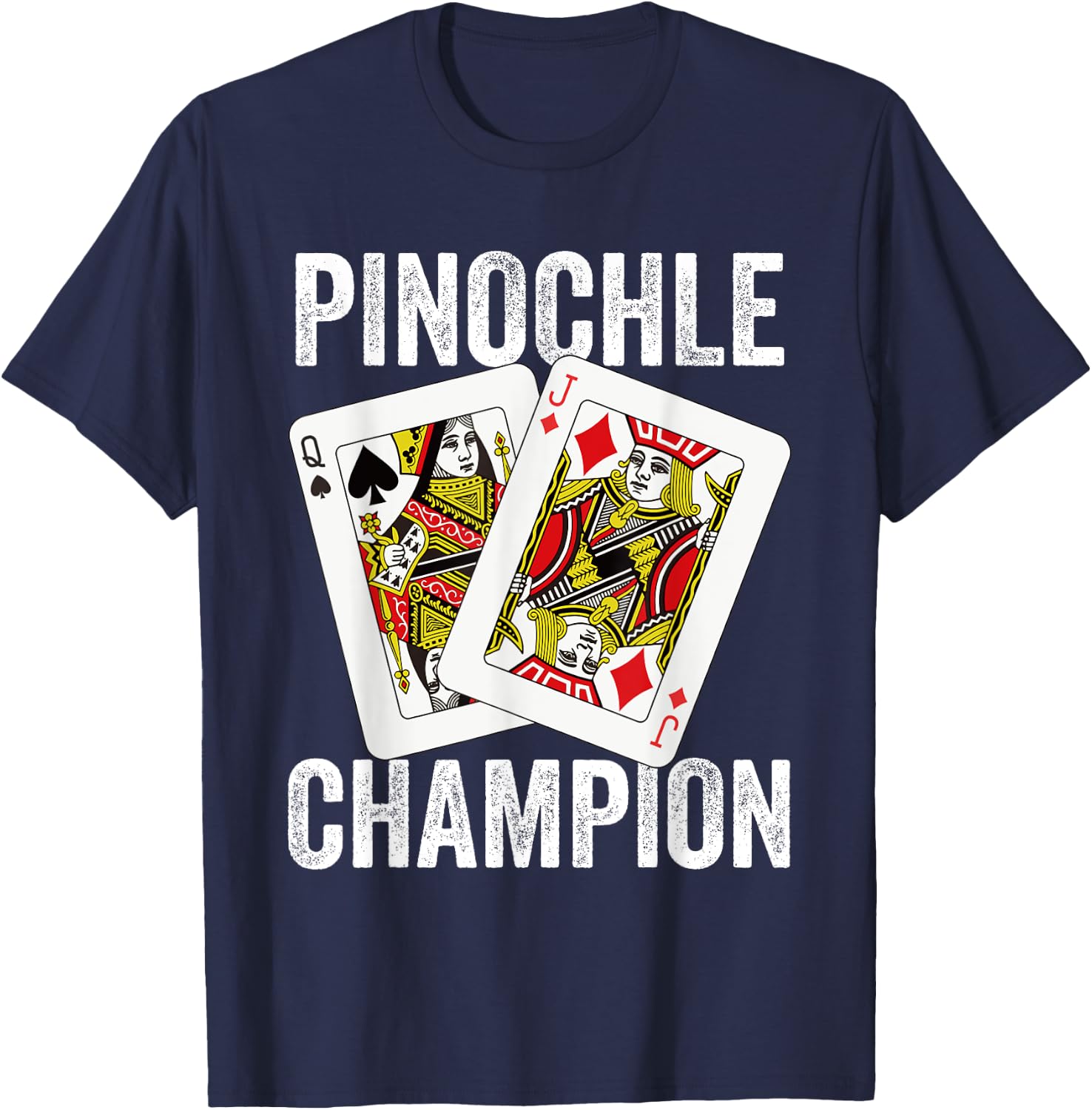 Retro Pinochle Champion Card Game Player Matching Novelty T-Shirt - T-Shirt | Navy