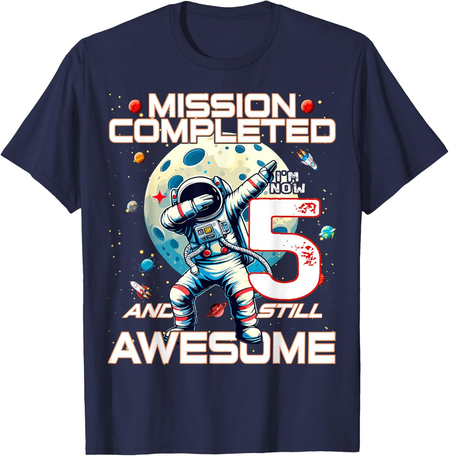 5th Birthday Astronaut Astronomy 5th Year Old Birthday T-Shirt - T-Shirt | Navy