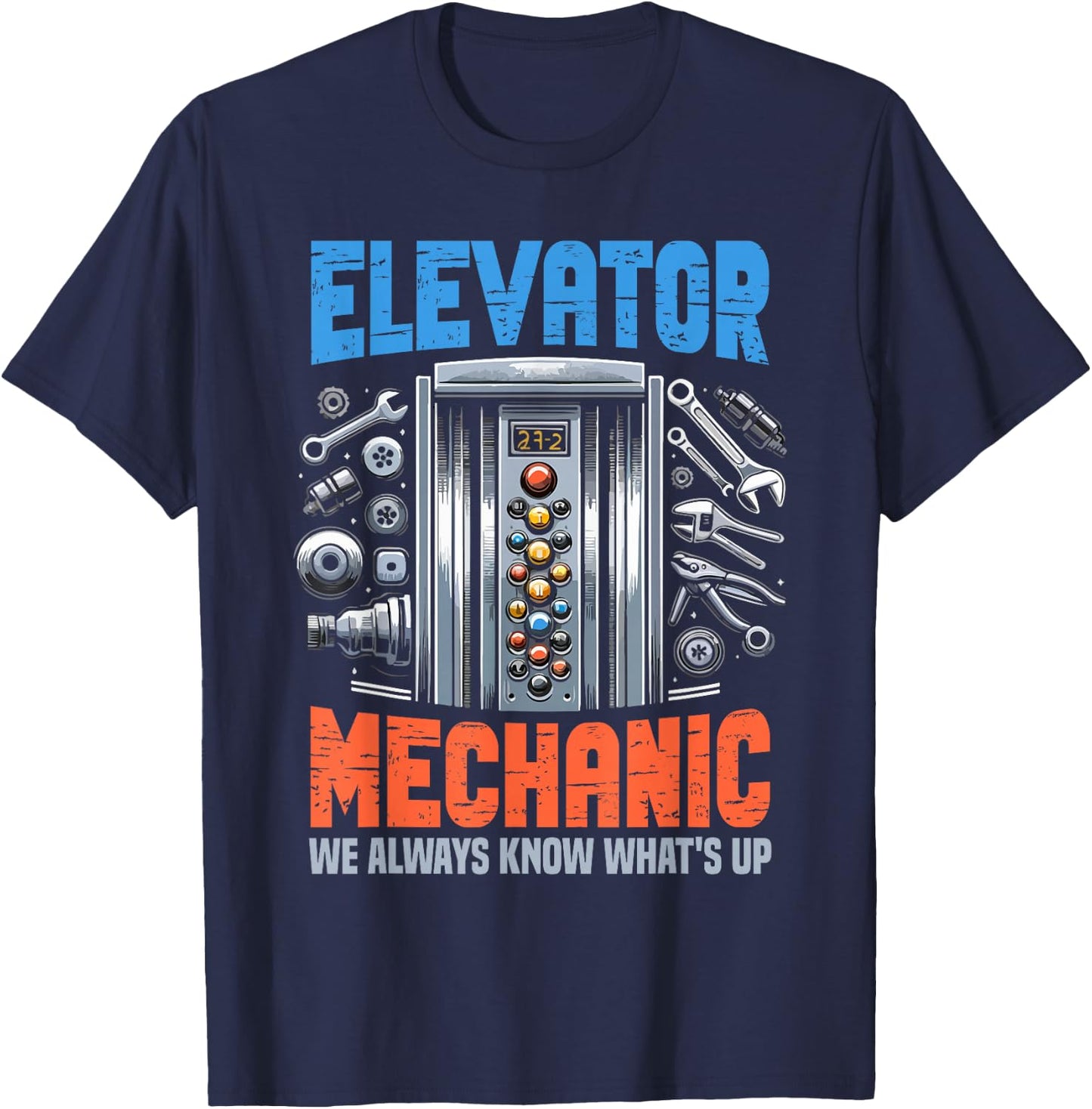 Elevator Lover Installer Elevator Technician Funny T-Shirt - T-Shirt | Navy