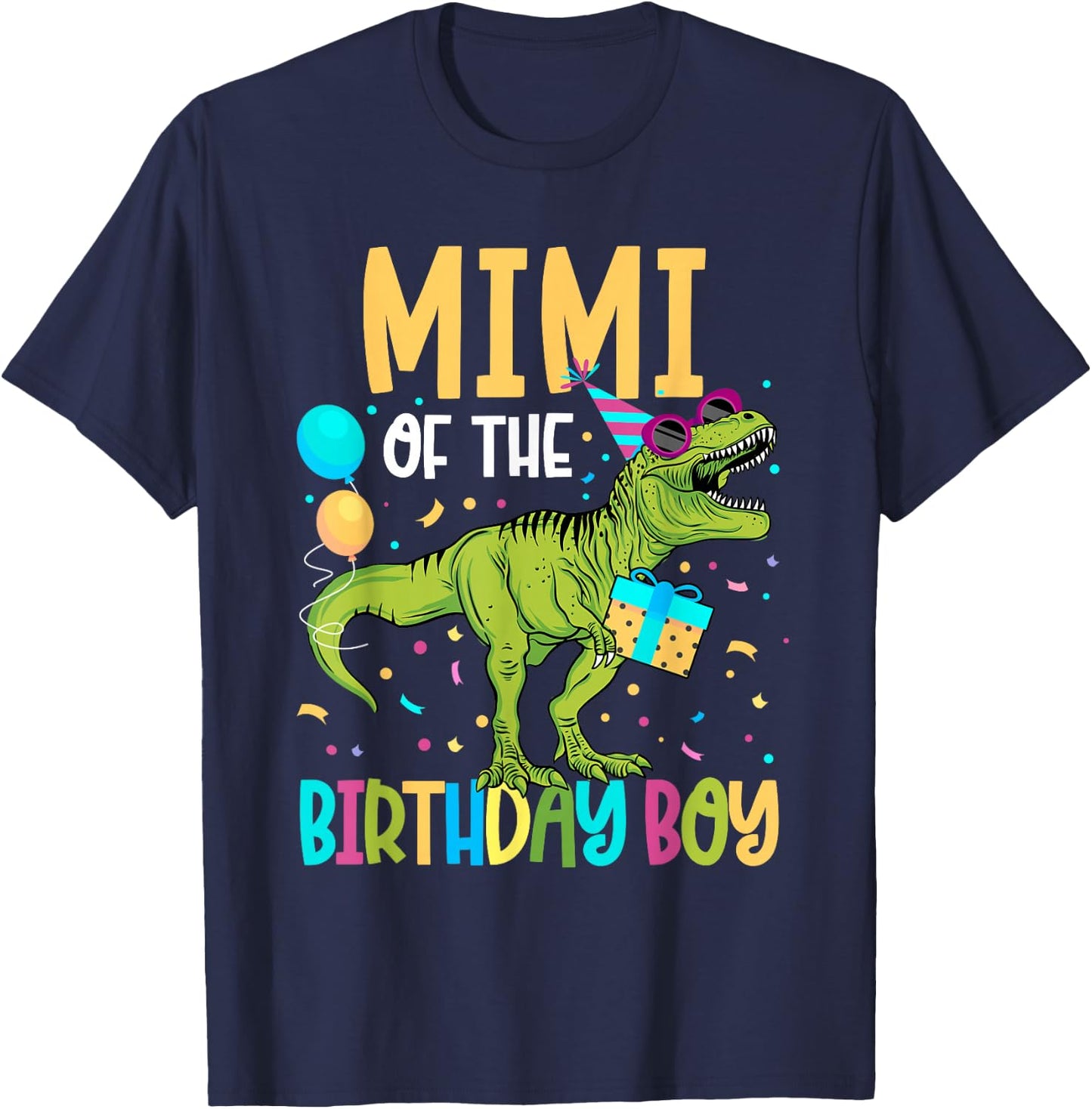 Mimi Of The Birthday Boy Family Matching Dinosaur Squad T-Shirt - T-Shirt | Navy