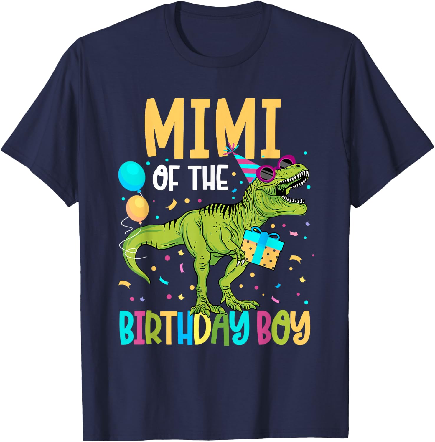 Mimi Of The Birthday Boy Family Matching Dinosaur Squad T-Shirt - T-Shirt | Navy