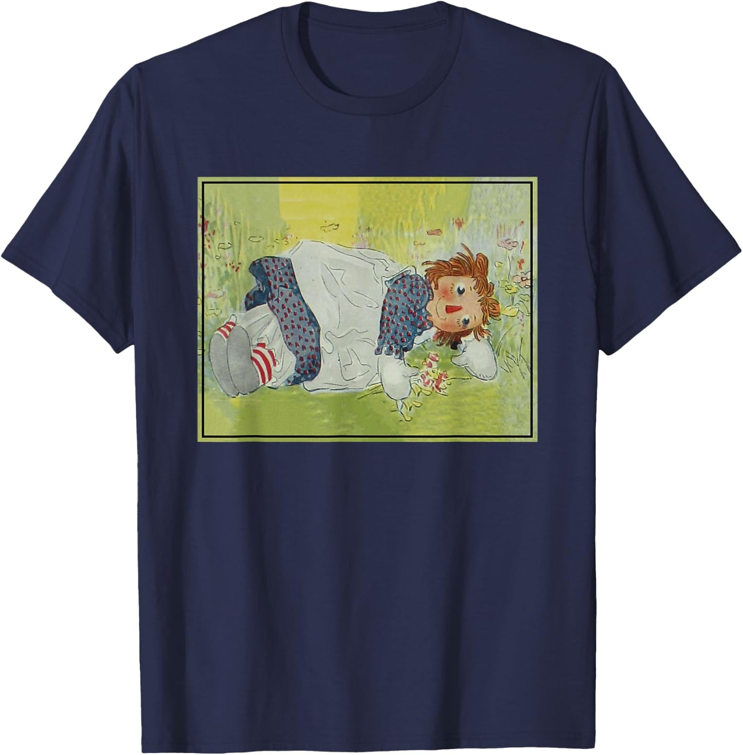 Raggedy Ann Lying in the Grass (1918) T-Shirt - T-Shirt | Navy
