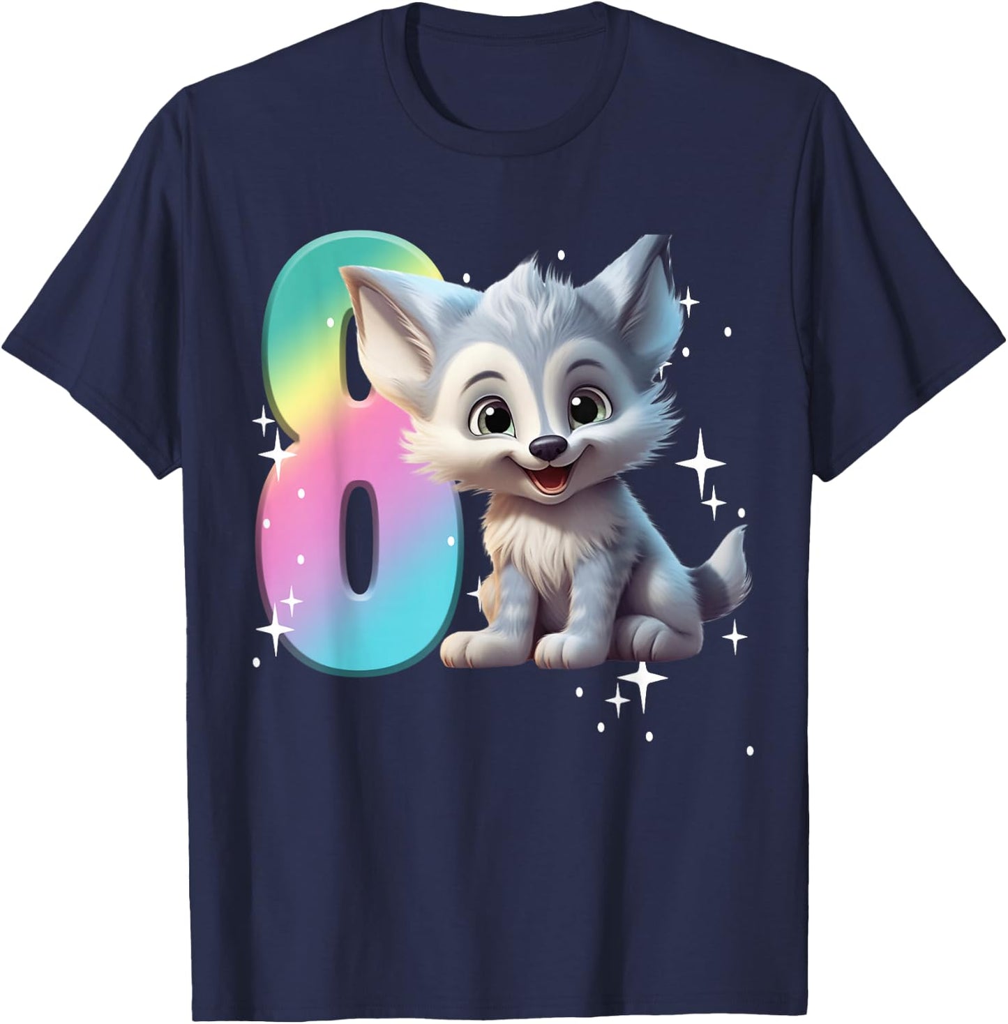 8th Birthday Wolf Shirt Birthday Girl Outfit Wolves 8 Eight T-Shirt - T-Shirt | Navy