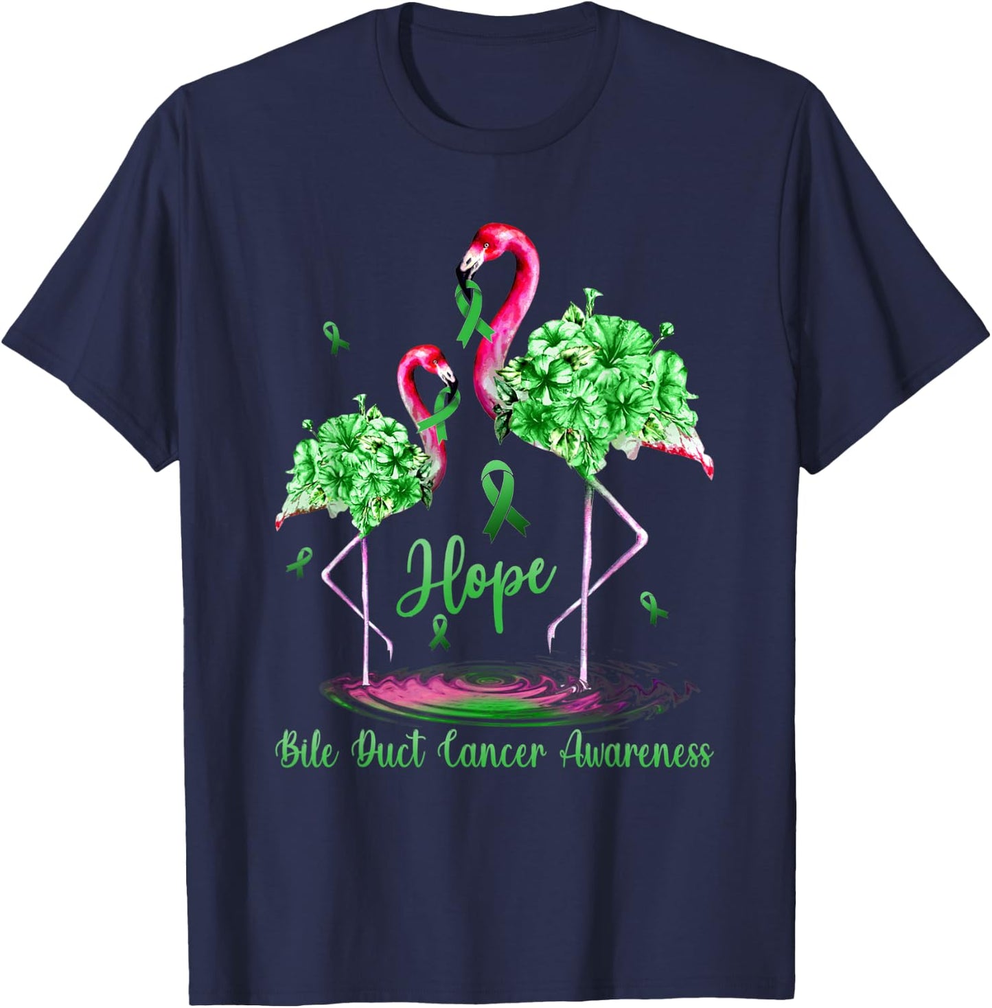 Flamingo Bile Duct Cancer Awareness T-Shirt - T-Shirt | Navy