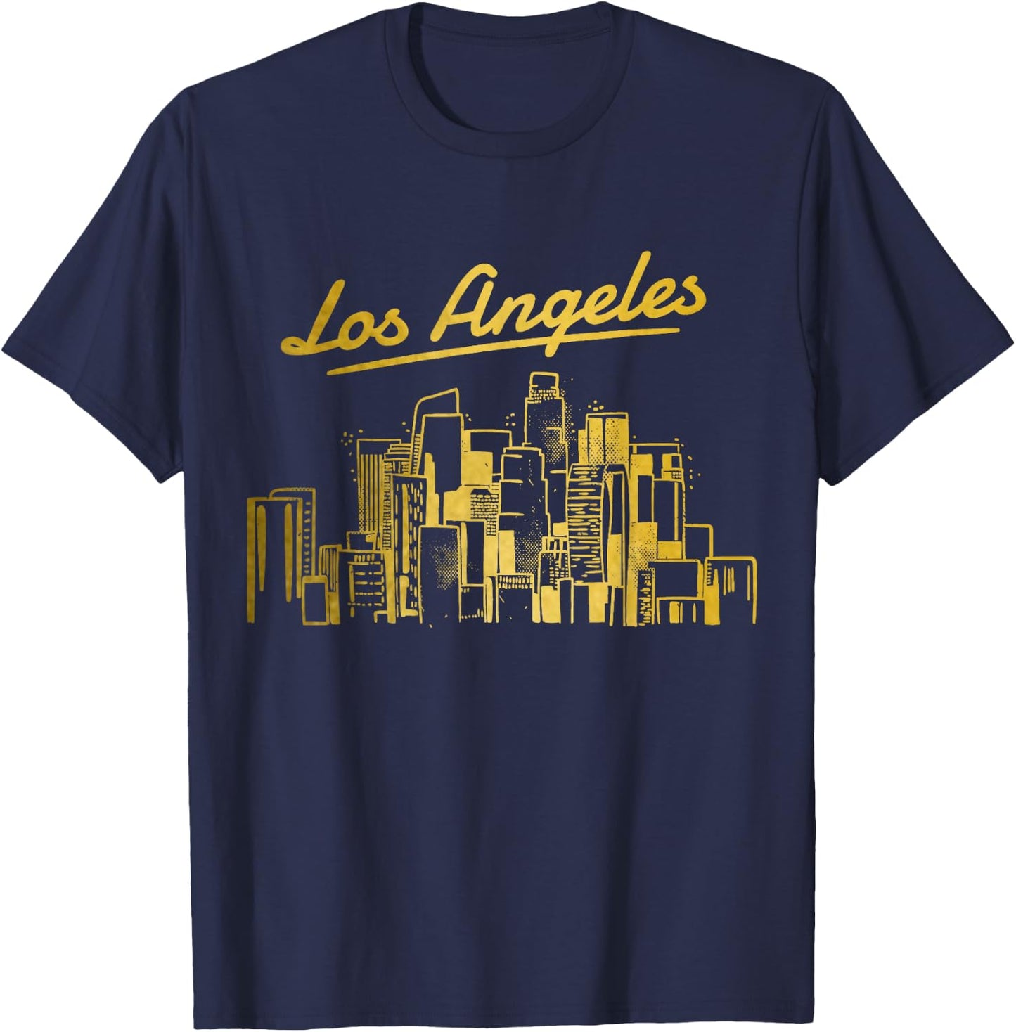 Los Angeles Skyline LA Vintage California T-Shirt - T-Shirt | Navy