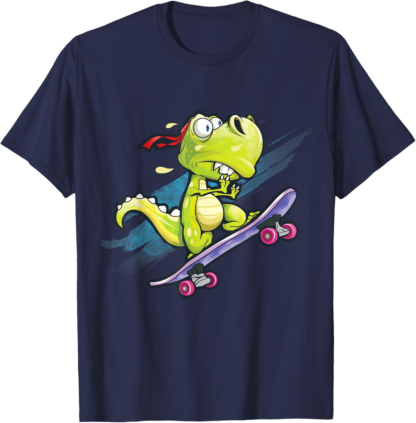Dino Skateboard Shirt Boys Skateboarding Kids Men Dinosaur T-Shirt - T-Shirt | Navy