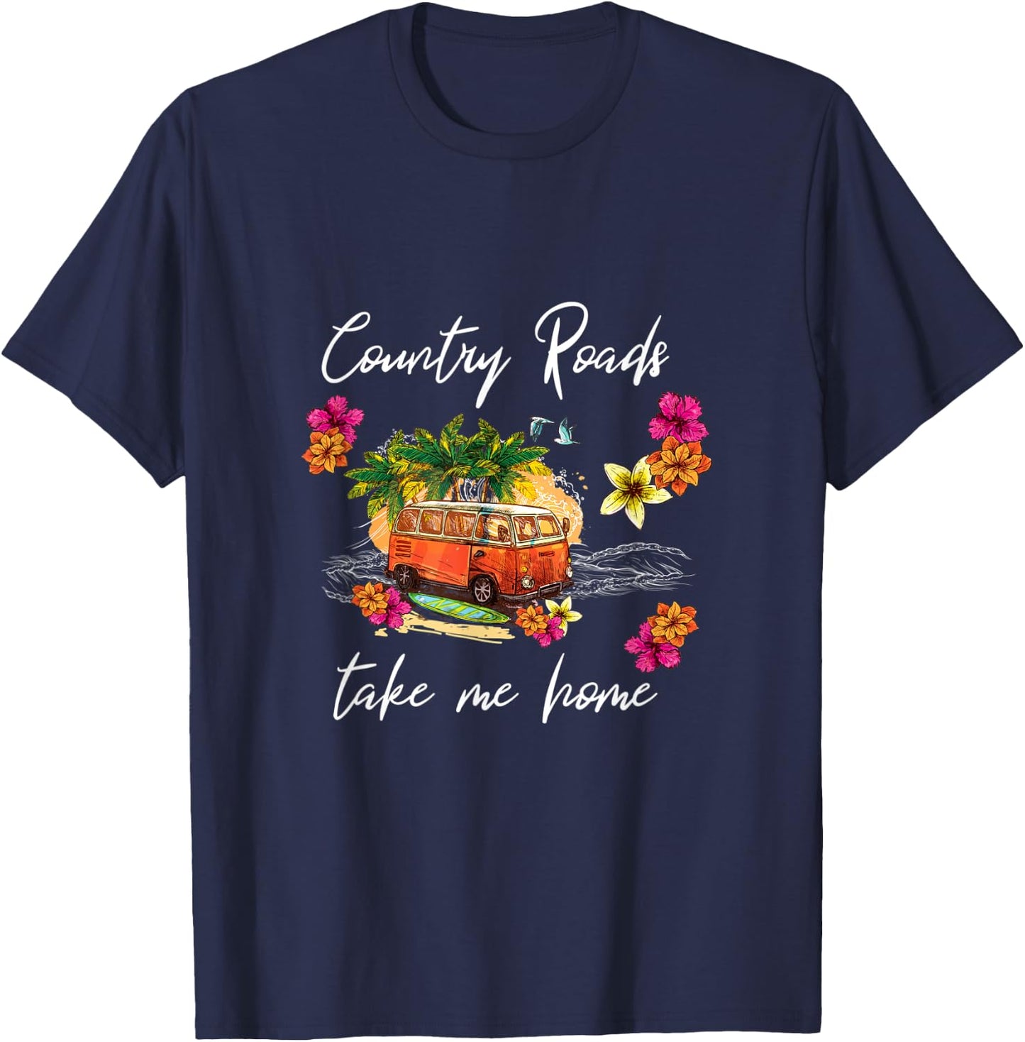 Country roads take me home Surf bus T-Shirt - T-Shirt | Navy