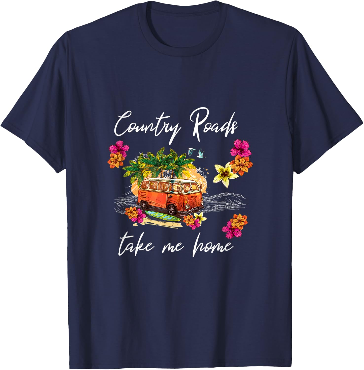 Country roads take me home Surf bus T-Shirt - T-Shirt | Navy