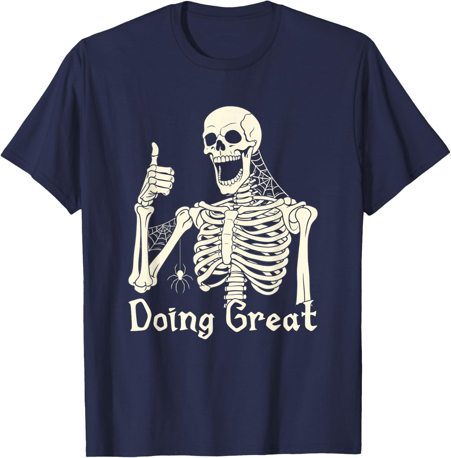 Skeleton Sarcastic Joke Meme Doing Great Thumbs Up Hilarious T-Shirt - T-Shirt | Navy