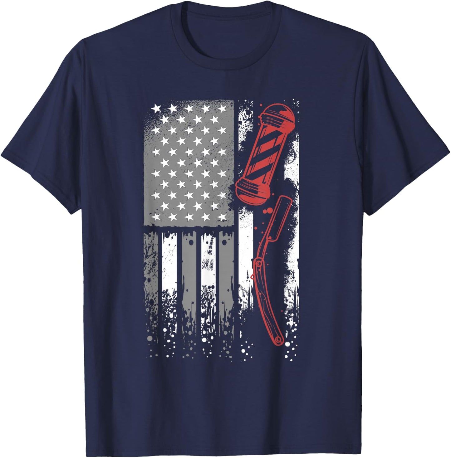 Barber USA Flag Hairdresser - Coiffeur Barbershop Barber T-Shirt - T-Shirt | Navy