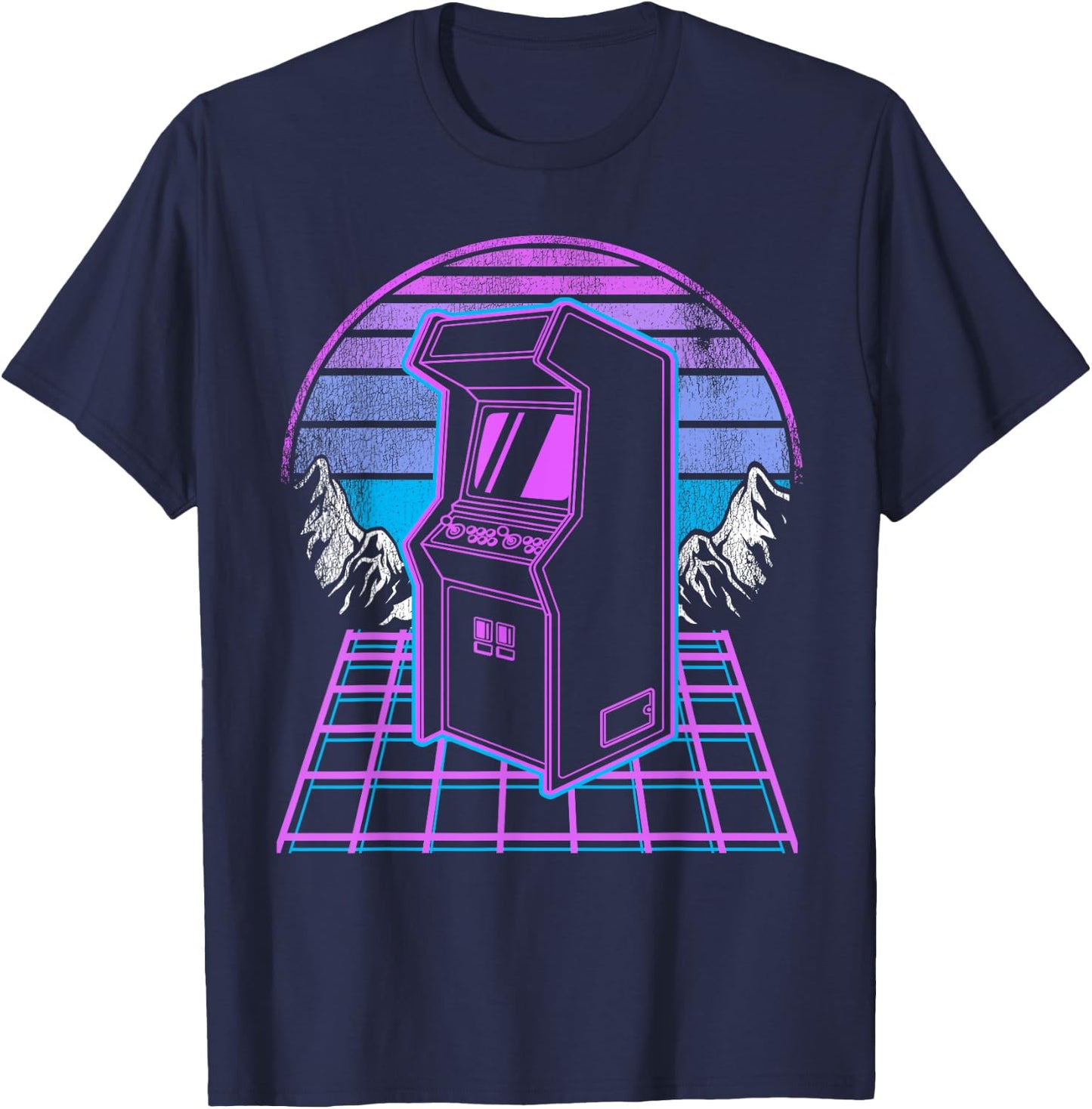 Arcade Machine Synthwave 90s Video Games Retro Gaming T-Shirt - T-Shirt | Navy