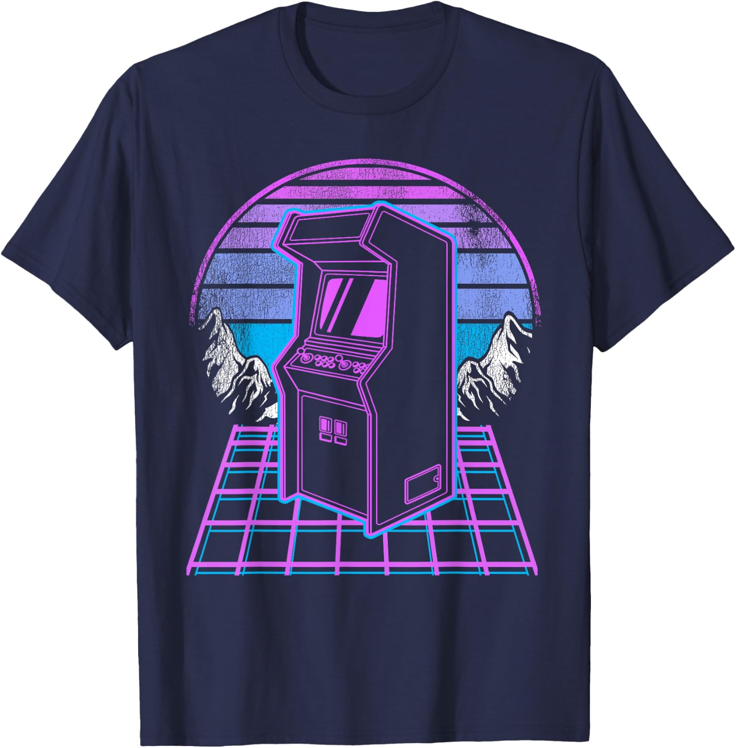Arcade Machine Synthwave 90s Video Games Retro Gaming T-Shirt - T-Shirt | Navy