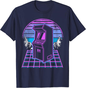 Arcade Machine Synthwave 90s Video Games Retro Gaming T-Shirt - T-Shirt | Navy