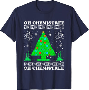 Vintage Oh Chemistree Science Christmas Ugly Chemistry Xmas T-Shirt - T-Shirt | Navy