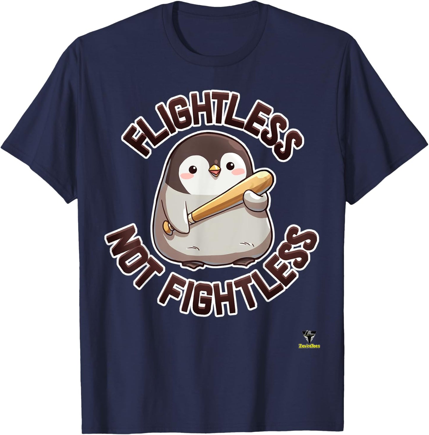 Flightless not Fightless - a menacing penguin T-Shirt - T-Shirt | Navy