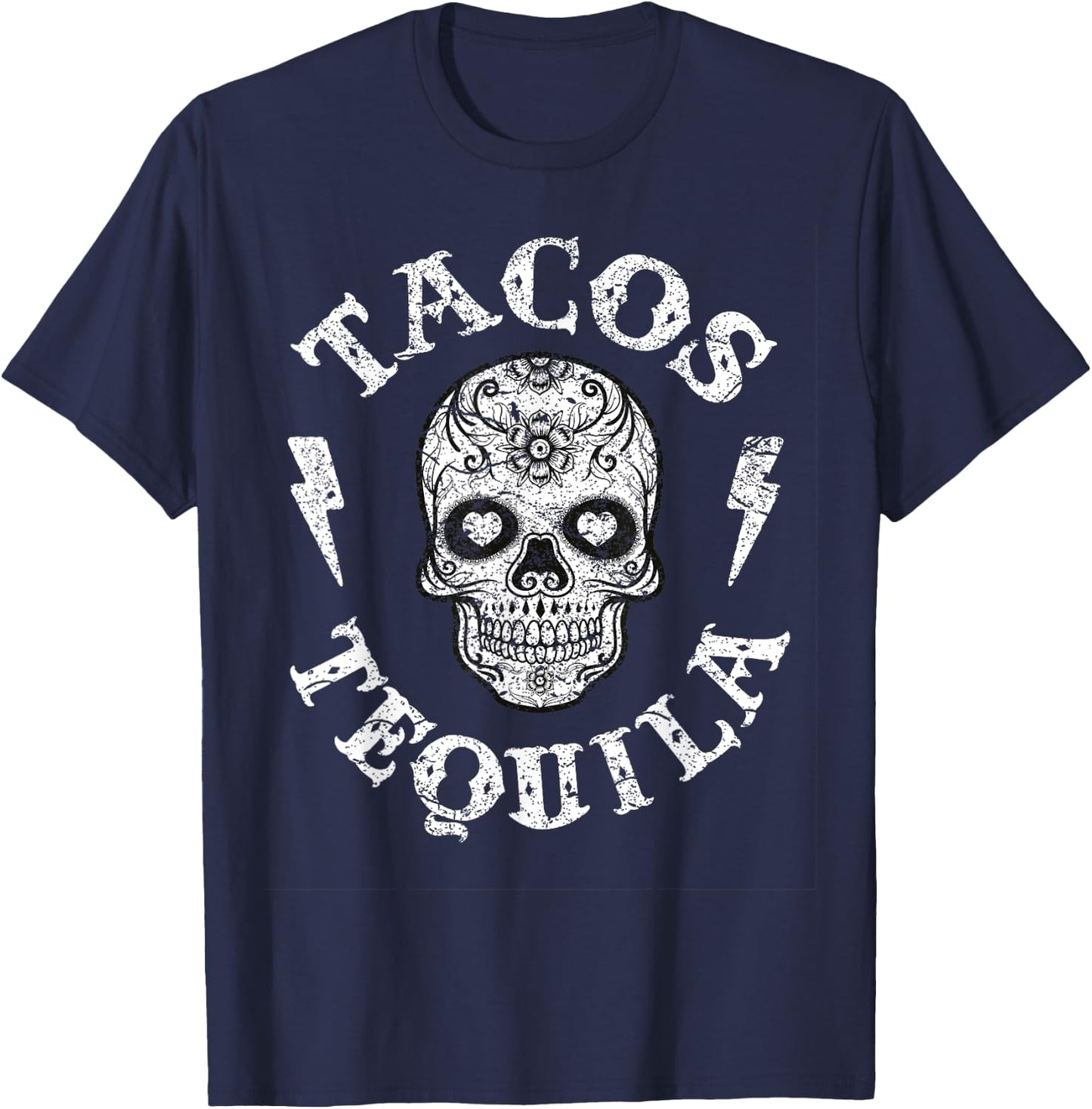 Sugar Skull Tacos & Tequila Apparel Mexican Fun Wear Women T-Shirt - T-Shirt | Navy
