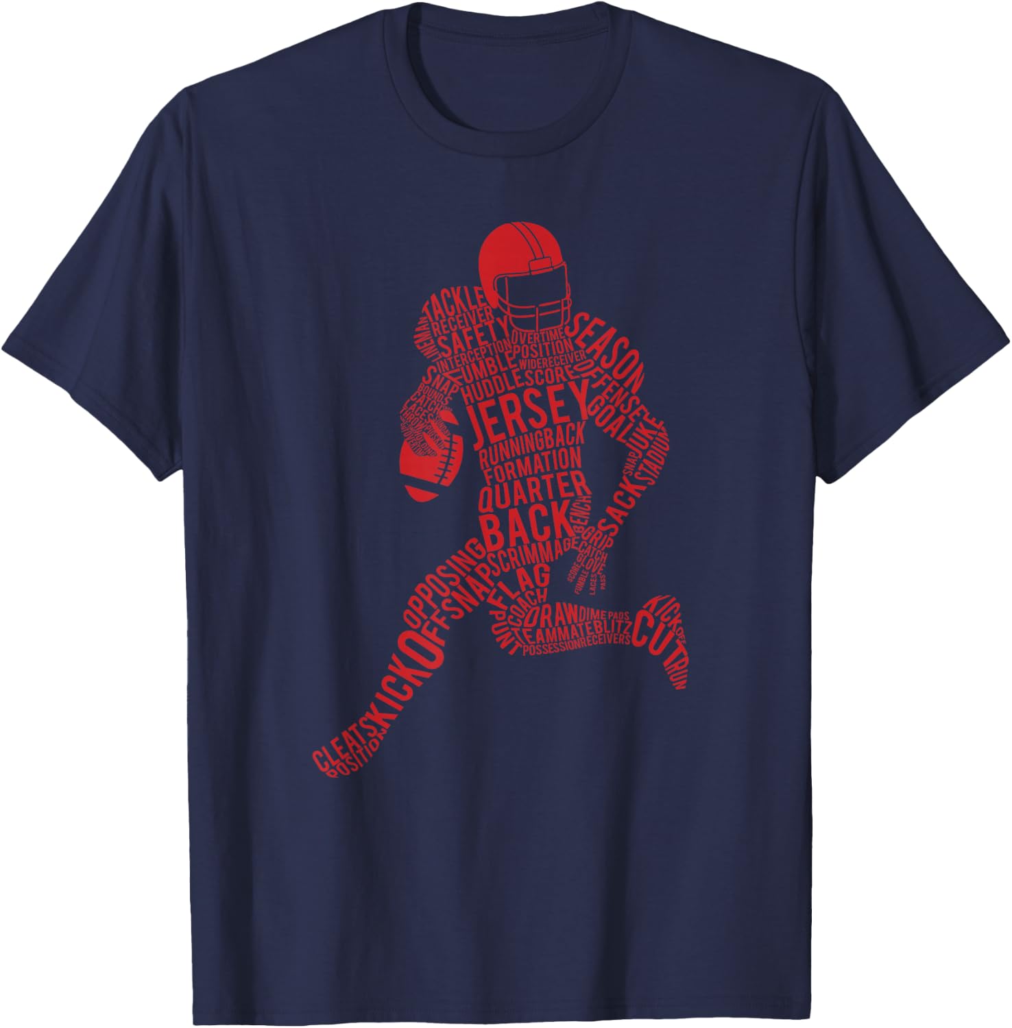 Football Player Typography T-Shirt - T-Shirt | Navy