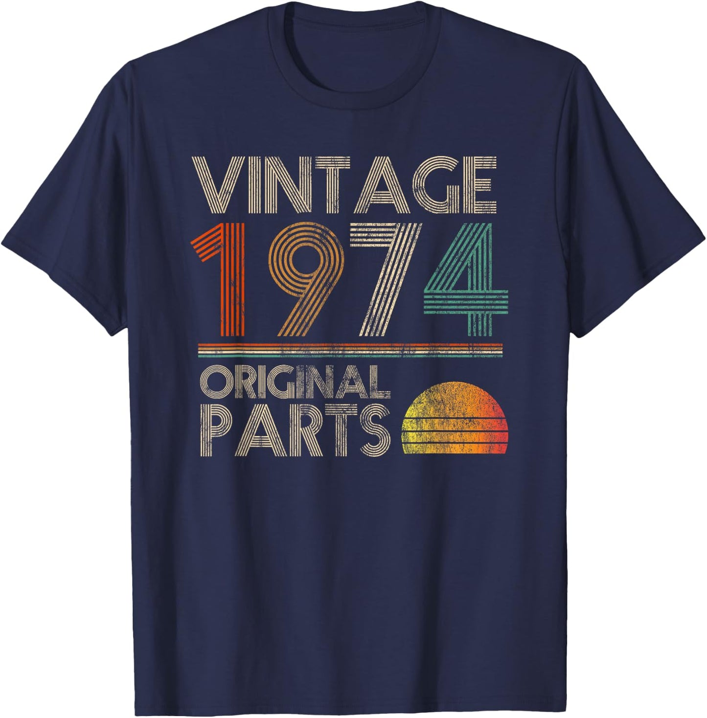 Vintage Original Parts Birthday 1974 48th Retro Style T-Shirt - T-Shirt | Navy