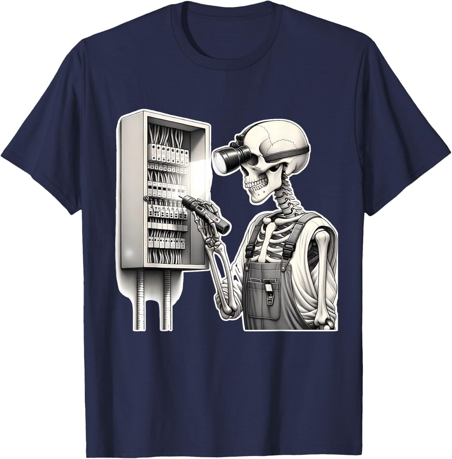 Halloween Skeleton Electrician T-Shirt - T-Shirt | Navy