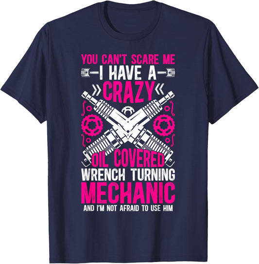 Funny Mechanic Wife Mechanic's Wife of A Mechanic T-Shirt - T-Shirt | Navy