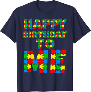 Happy Birthday To Me Autism Birthday Rainbow Kids Boys Girls T-Shirt - T-Shirt | Navy