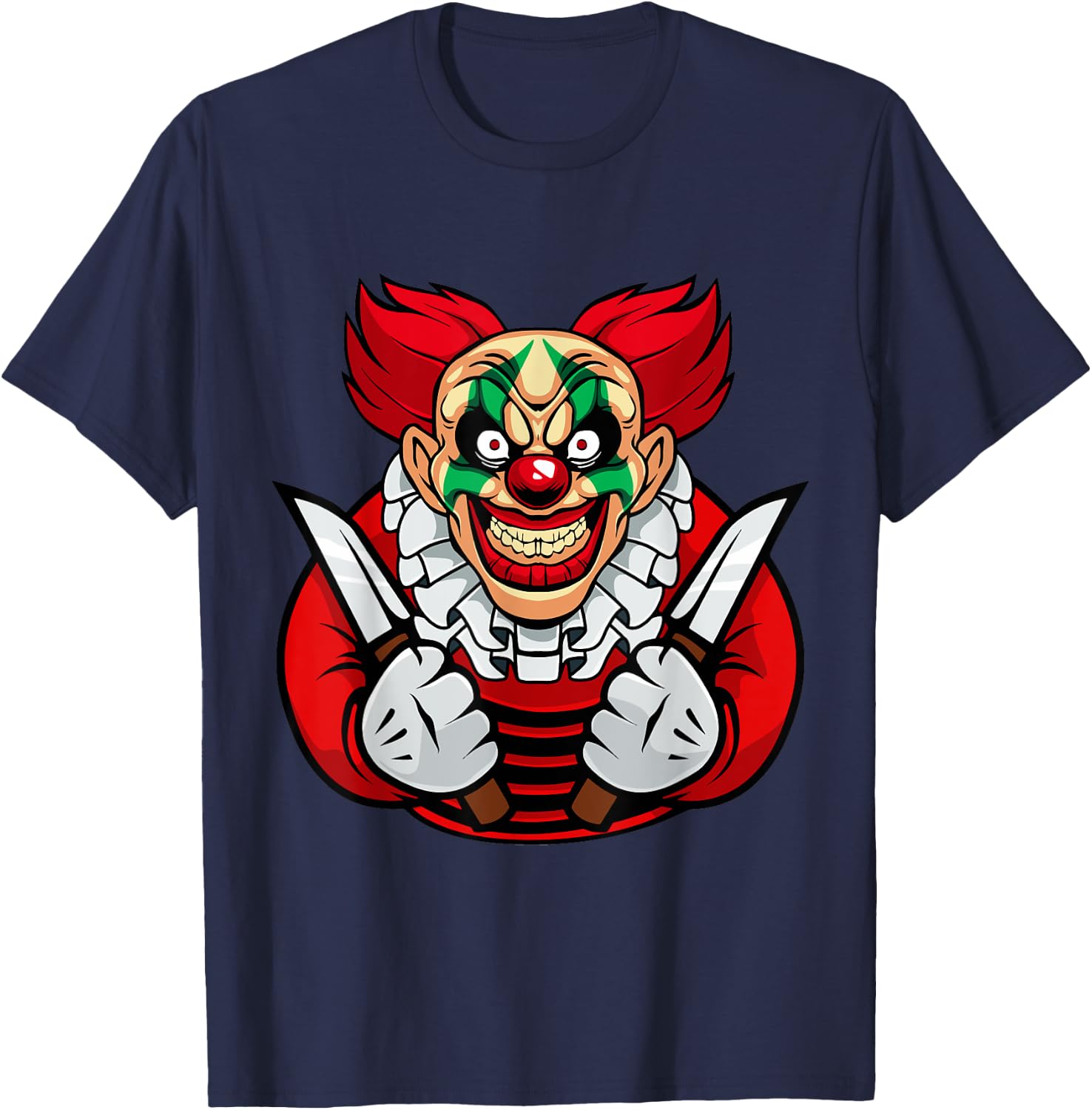 Scary clown shirt as a costume for Halloween celebration T-Shirt - T-Shirt | Navy