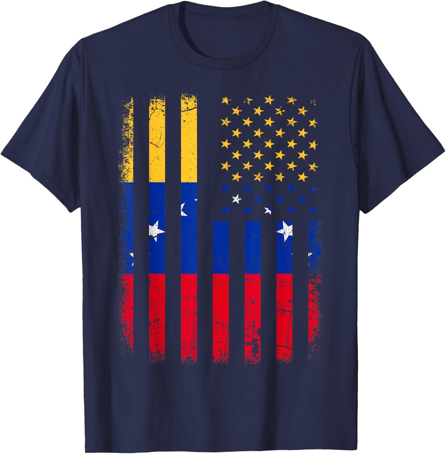 Venezuelan American Flag Venezuelan Roots Venezuela America Small T-Shirt - T-Shirt | Navy