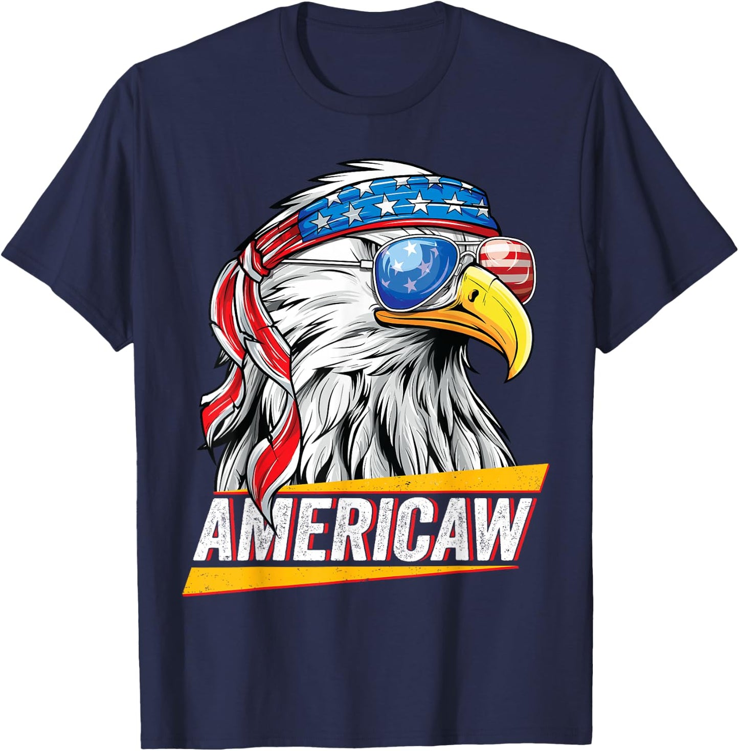 Bald Eagle Americaw American Flag USA Patriotic Merica T-Shirt - T-Shirt | Navy