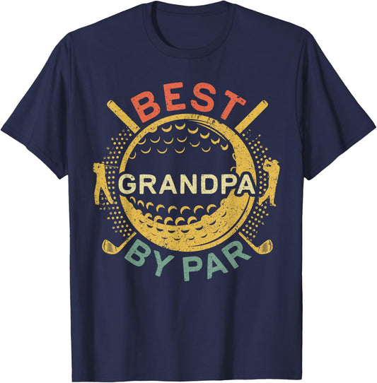 Best Grandpa By Par Shirt Men Papa Golf Lover Fathers Day T-Shirt - T-Shirt | Navy