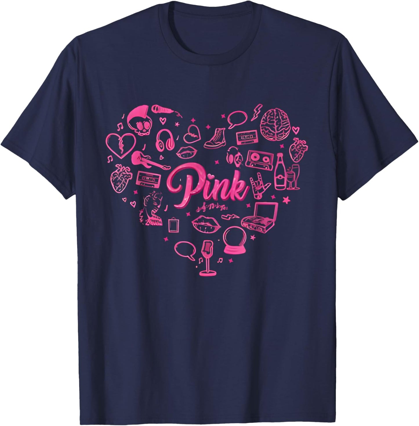 Girl Retro Pink First Name Personalized Groovy 80's Funny T-Shirt - T-Shirt | Navy