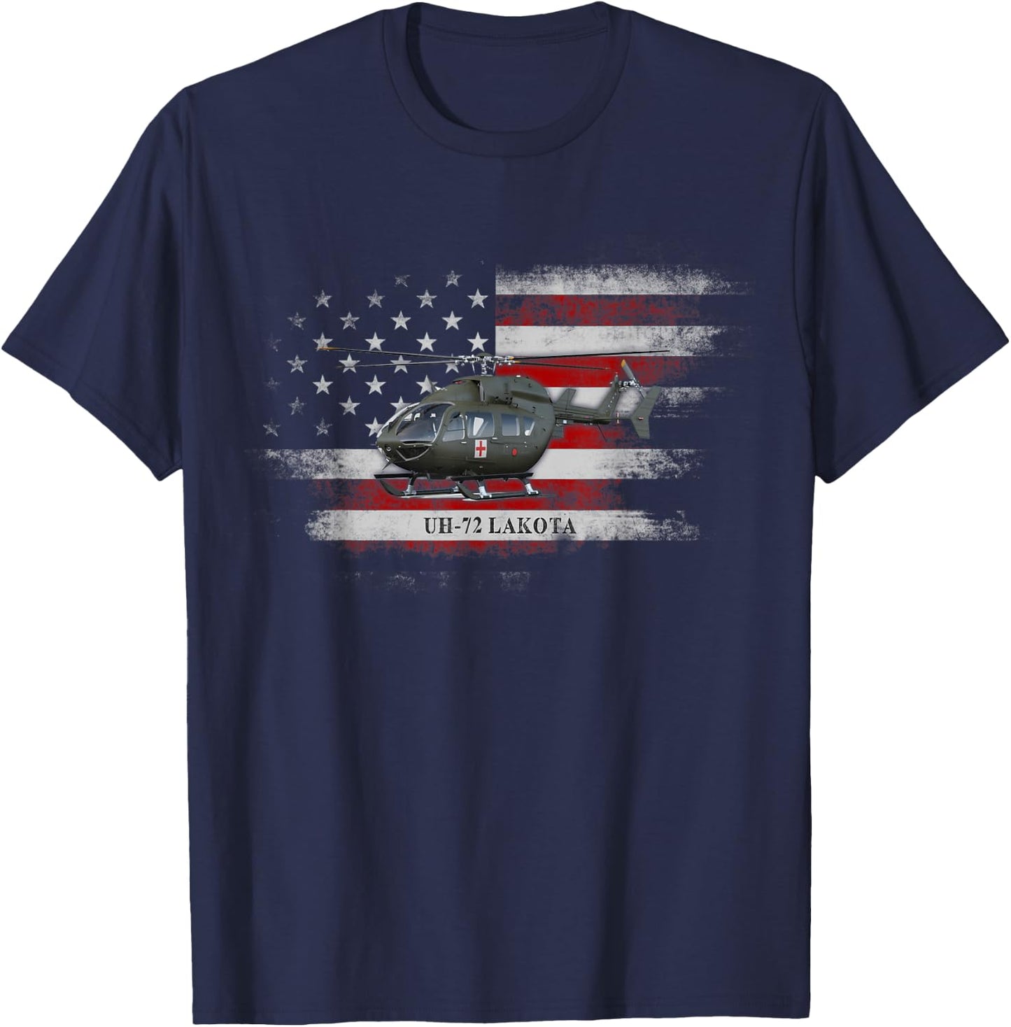 UH-72 Lakota Helicopter USA Flag Helicopter Pilot Gifts Women Men T-Shirt - T-Shirt | Navy
