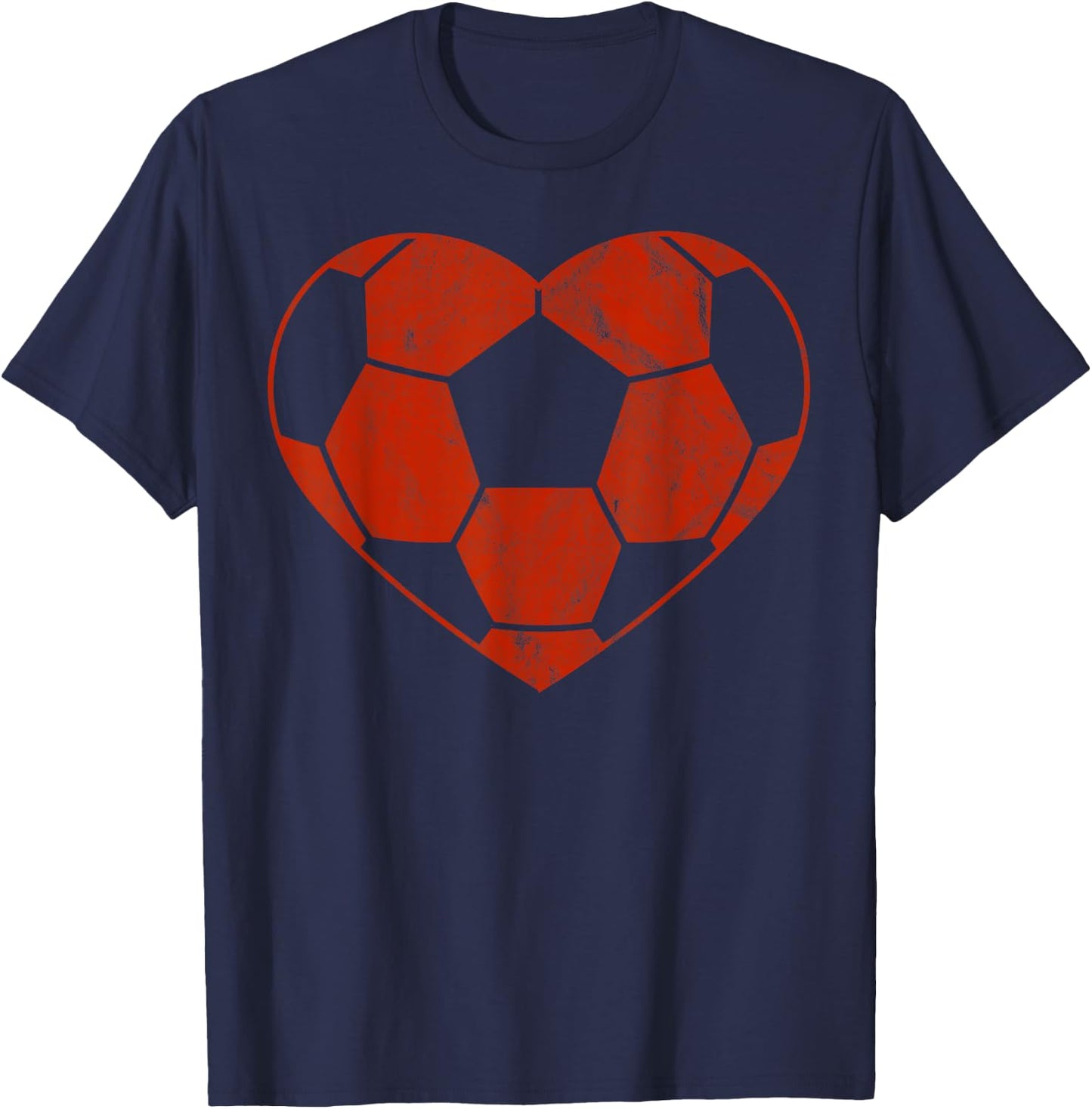 Vintage Football Heart Gift Soccer Player Valentine's Day T-Shirt - T-Shirt | Navy