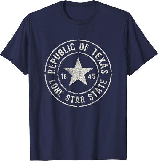 Texas The Lone Star State Republic Of Texas 1845 T-Shirt - T-Shirt | Navy