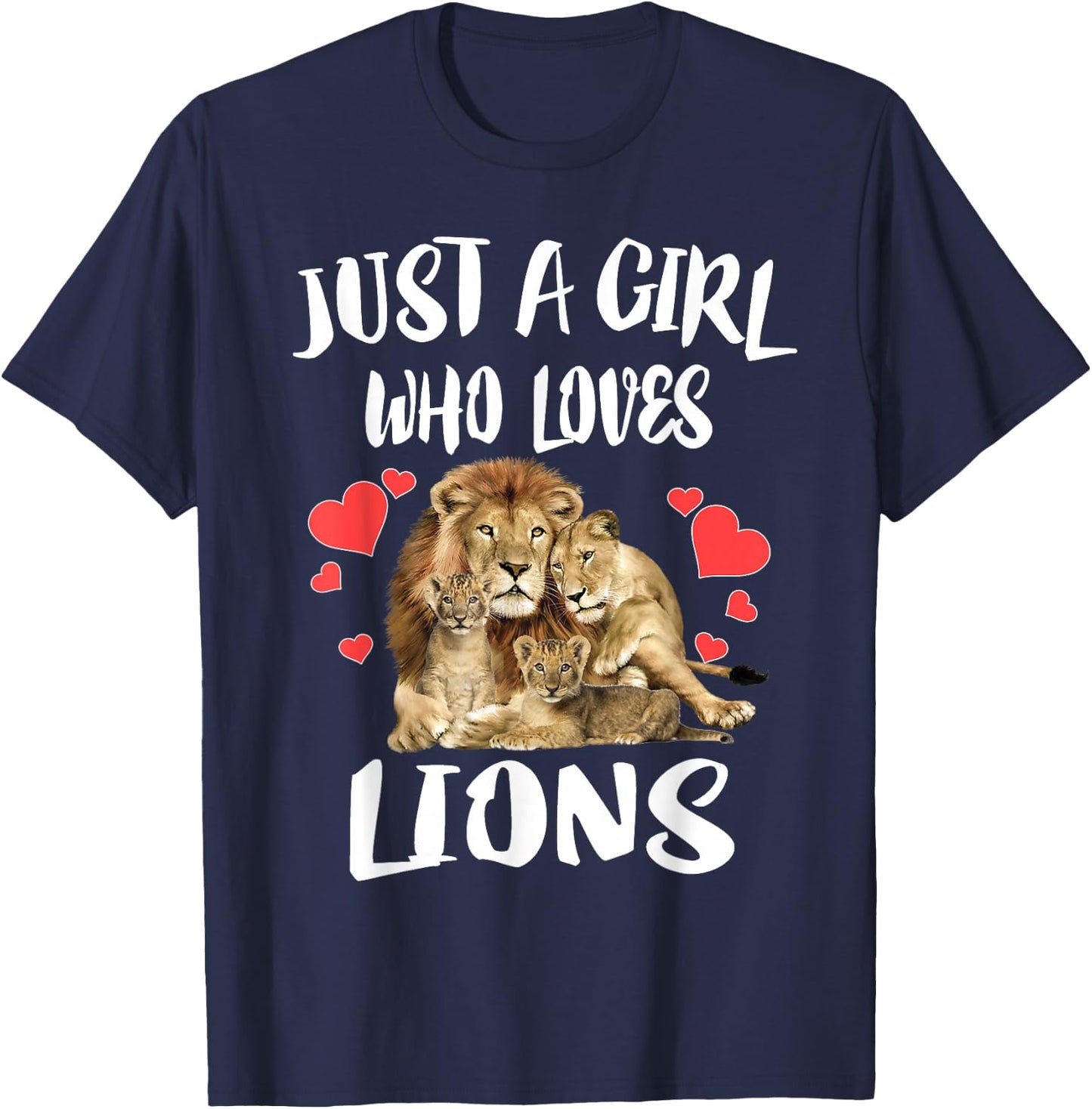 Just A Girl Who Loves Lion Animal T-Shirt - T-Shirt | Navy