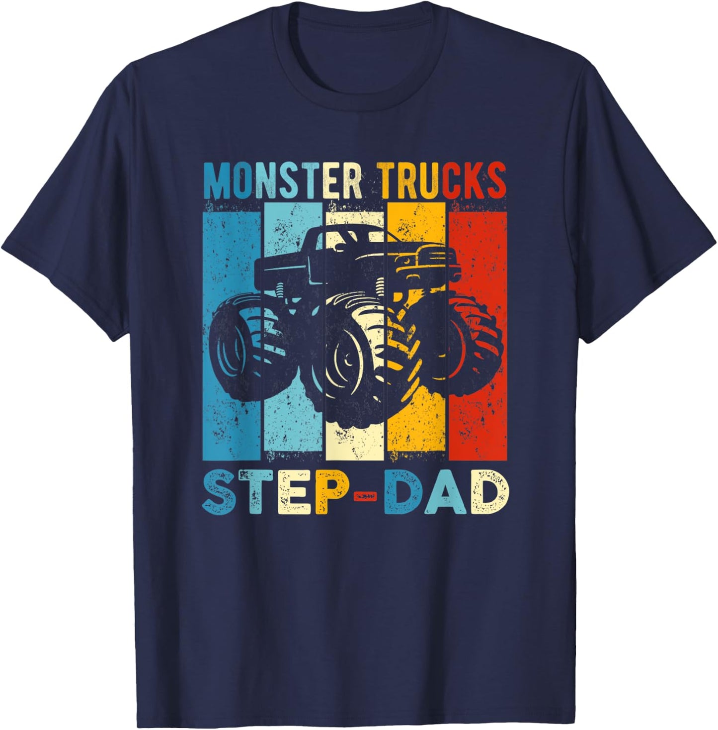Monster Trucks Step-Dad Vintage Retro Monster Truck T-Shirt - T-Shirt | Navy