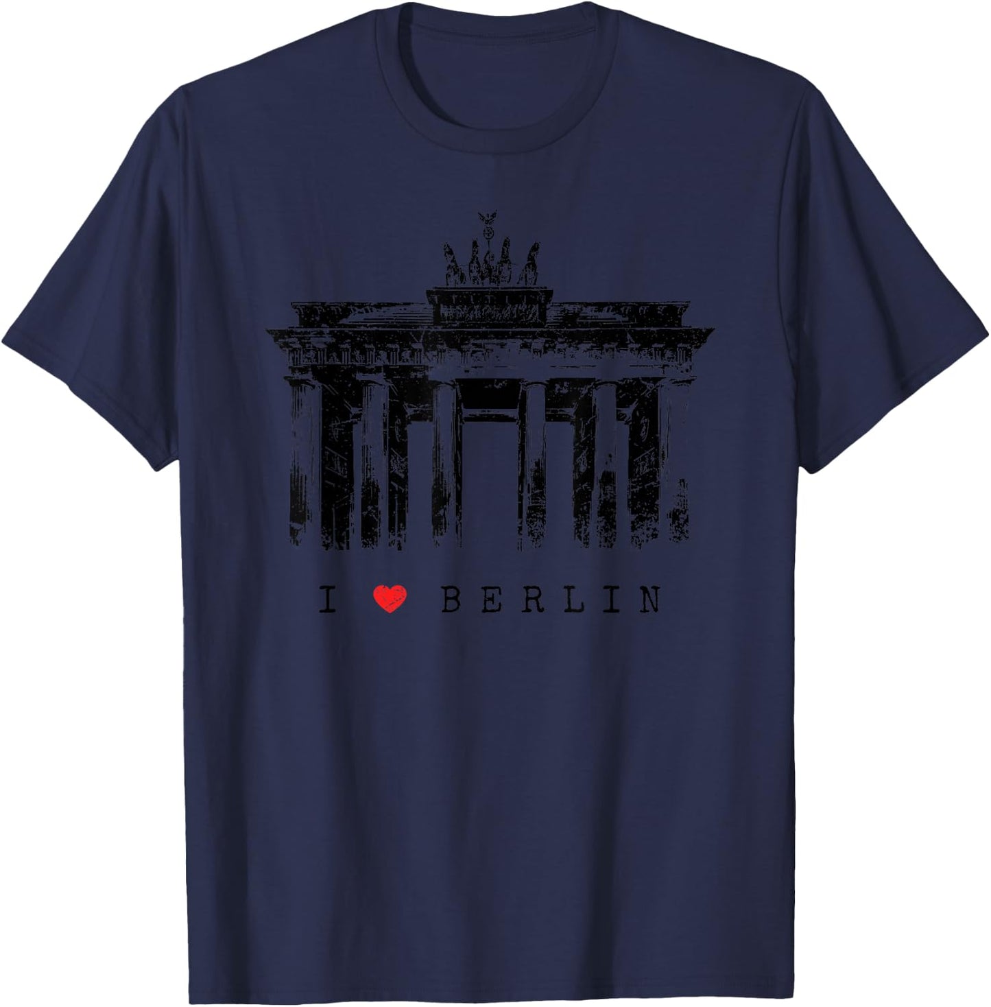 Berlin Brandenburg Gate Vintage Skyline I Love Germany T-Shirt - T-Shirt | Navy