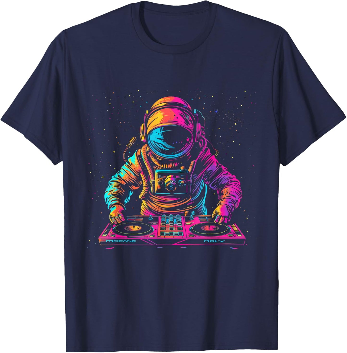 DJ Astronaut Space EDM Techno House Music Vinyl Record T-Shirt - T-Shirt | Navy