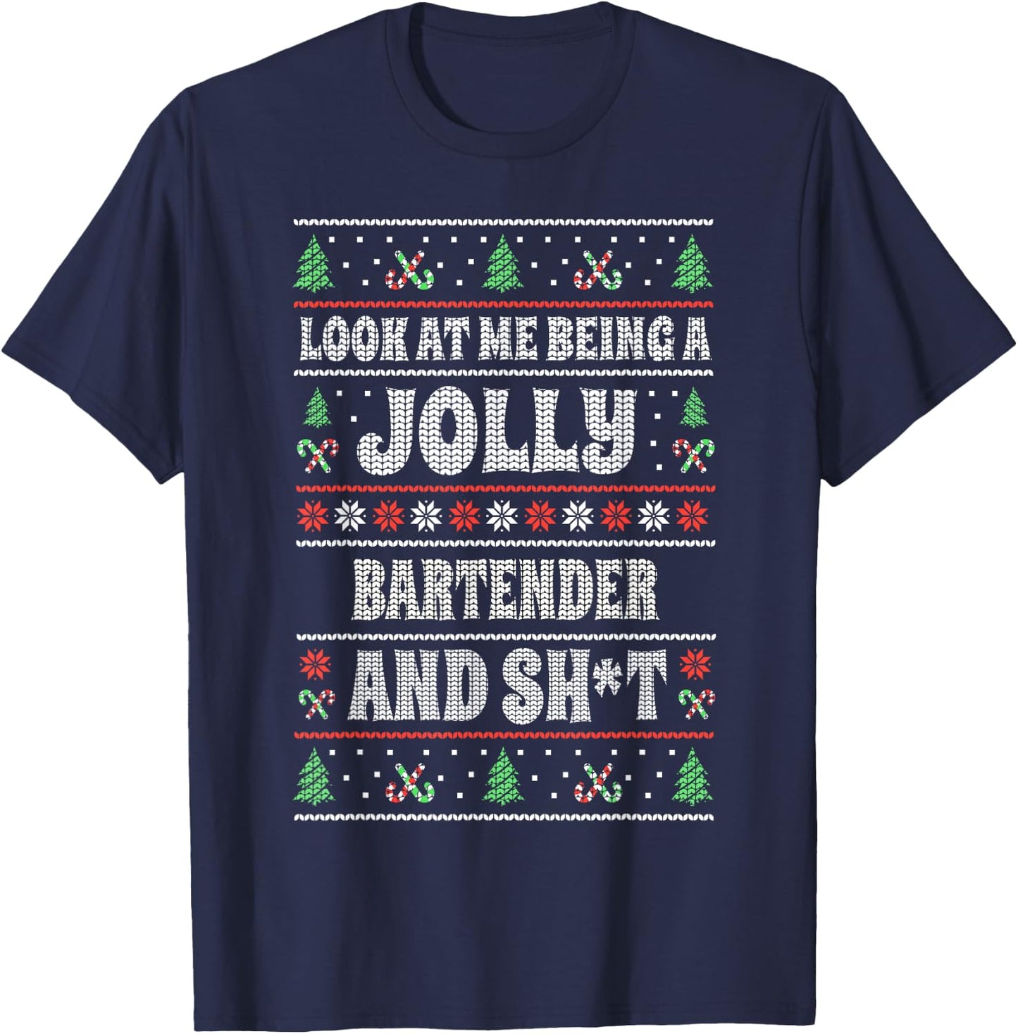 Funny Bartender Christmas Novelties Men's Black , Small, Christmas Themed T-Shirt - T-Shirt | Navy